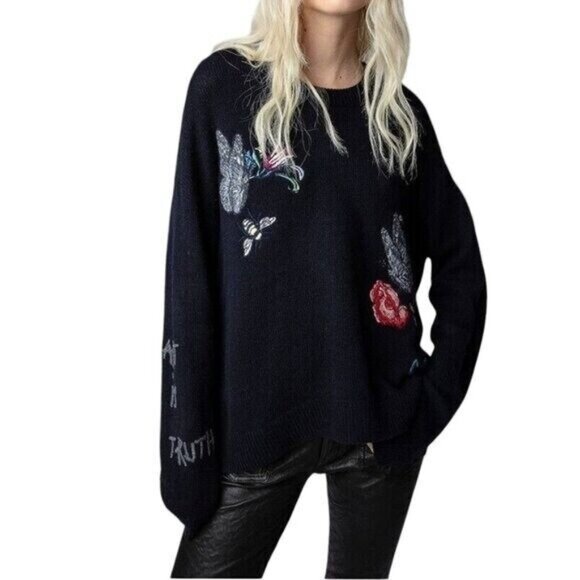 OVERSIZED ZADIG & VOLTAIRE CASHMERE SWEATER SIZE L NEW - Picture 6 of 12